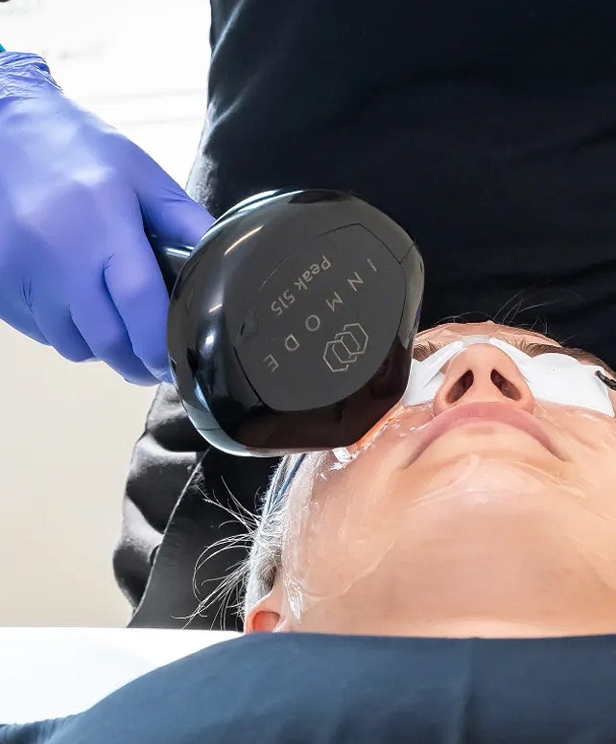 Skincare treatment session in progress.